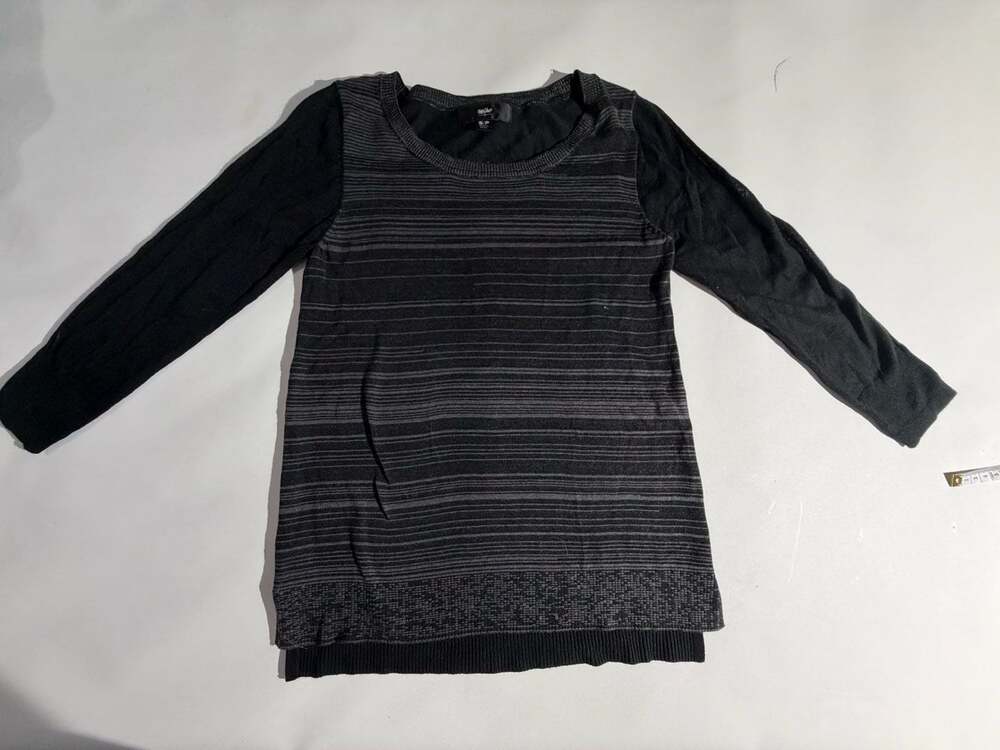 Mossimo Black Gray Striped Sweater S Tunic Long Sleeve Knit Minimalist Y2K